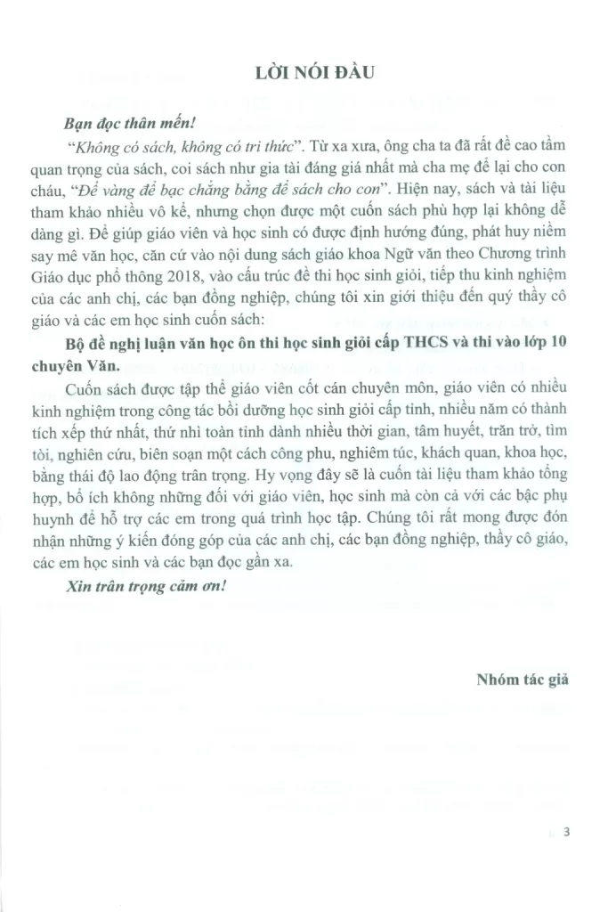 BỘ ĐỀ NGHỊ LUẬN VĂN HỌC ÔN THI HỌC SINH GIỎI CẤP THCS VÀ THI VÀO LỚP 10 CHUYÊN VĂN (Tác phẩm ngoài SGK)
